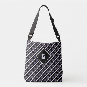 Bolsa Ajustável Padrão Inicial de Monograma Moderno Fofo Preto Rox
