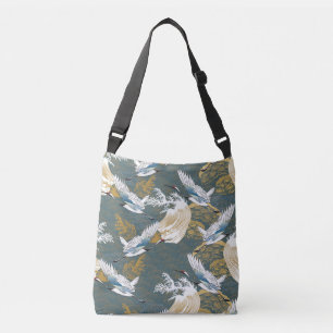 Bolsa Ajustável Padrão Japonês De Vintage Crane Birds