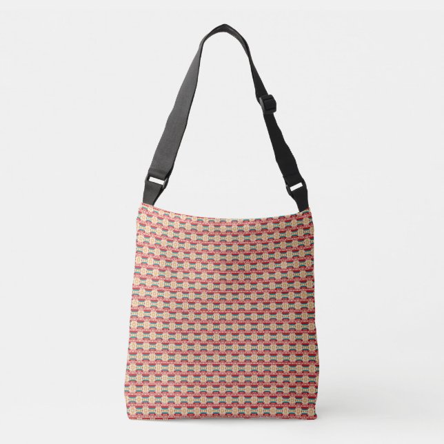Bolsa Ajustável Padrão Mexicano em Bege e Vermelho (Frente)