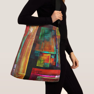 Bolsa Ajustável Padrão Moderno de Abstrato de Arte Quadrados Color
