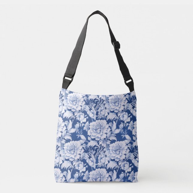Bolsa Ajustável Padrão rosa de repetição branco/azul pálido (Frente)