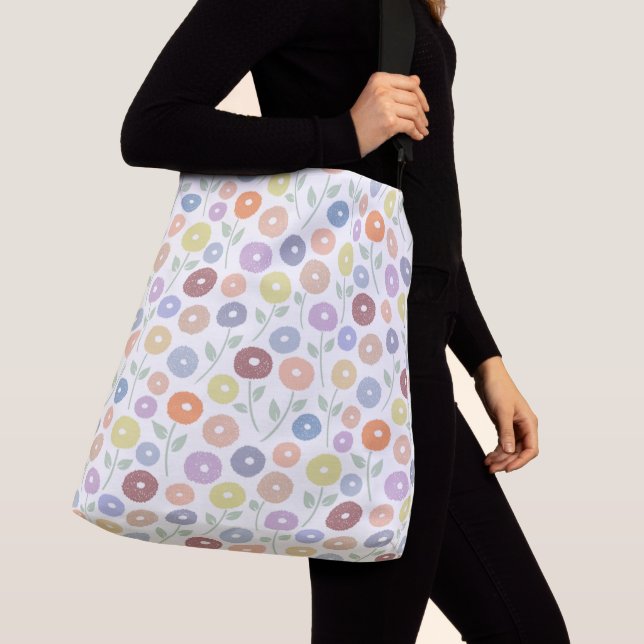 Bolsa Ajustável Padrão Rpt Flor Fuzzy Pastéis em Branco (Close Up)