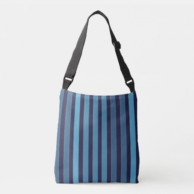 Bolsa Ajustável Padrão simples listrado azul retrô (Frente)