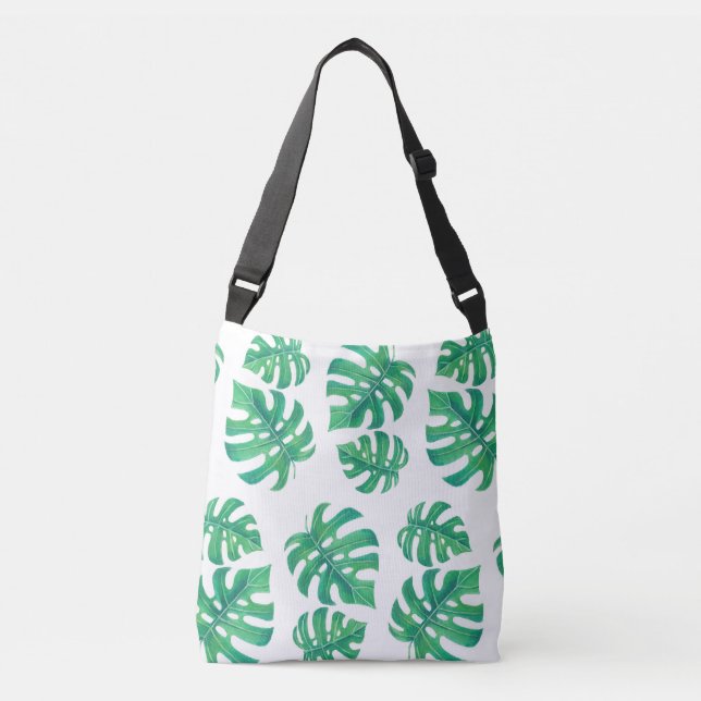 Bolsa Ajustável Padrão tropical com folhas de monstera (Frente)