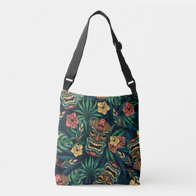 Bolsa Ajustável Padrão Tropical de Máscara de Tiki Havaiano (Frente)