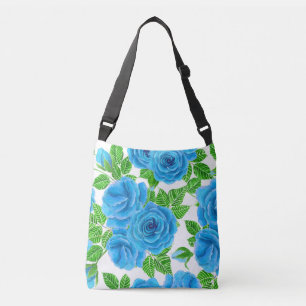 Bolsa Ajustável Padrão uniforme de aquarela de rosas azuis