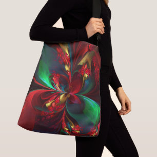 Bolsa Ajustável Padrão Verde Vermelho Abstrato Floral Moderno #11