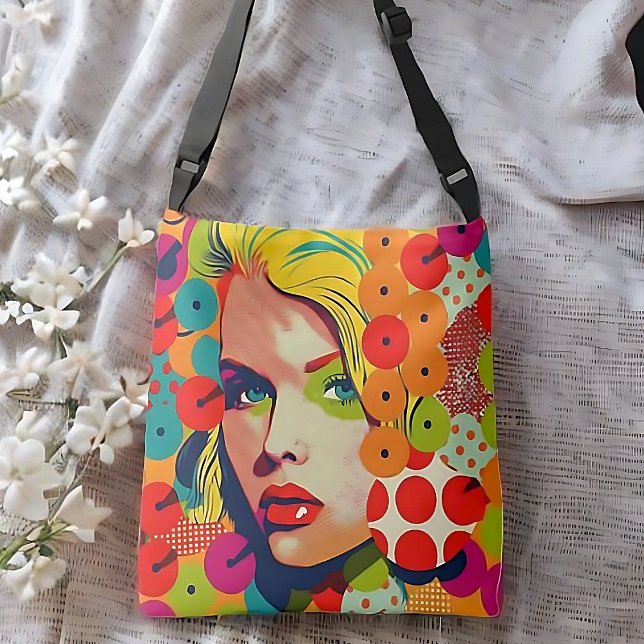 Bolsa Ajustável Padrão Vibrante Da Face Da pop Art Feminina (Criador carregado)
