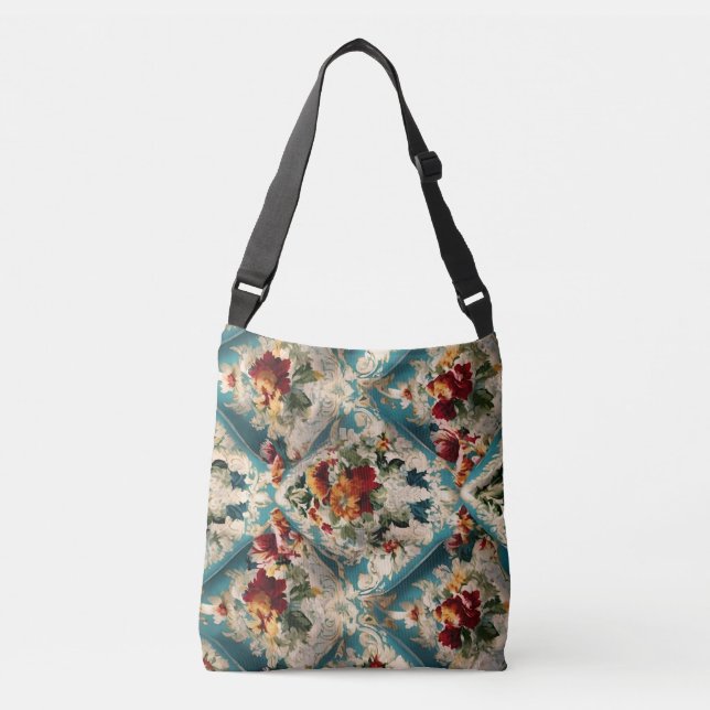 Bolsa Ajustável Padrão Whimsical Italiano Floral Damask (Frente)