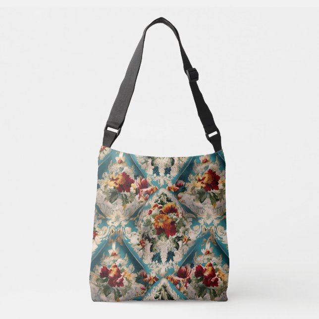 Bolsa Ajustável Padrão Whimsical Italiano Floral Damask (Frente)