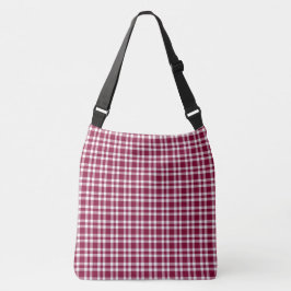 Bolsa Ajustável Padrão Xadrez Branco Burgundy