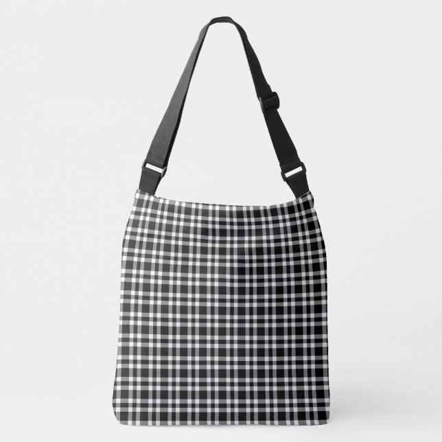 Bolsa Ajustável Padrão Xadrez Preto Branco (Frente)