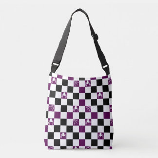 Bolsa Ajustável Padrão Xadrez Roxo de Halloween Aranhas & Teias