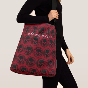 Bolsa Ajustável Padrões do crânio Gótico de tronco do Halloween Es