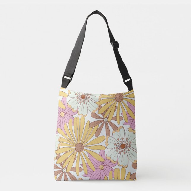 Bolsa Ajustável Padrões Florais Retro Selvagens (Frente)