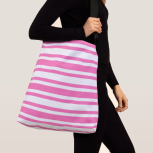 Bolsa Ajustável Padrões riscados cor-de-rosa e branco