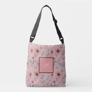 Bolsa Ajustável Padrões simples, cor-de-rosa, Vintage Boho Monogra