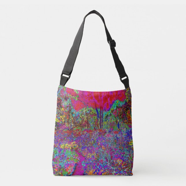 Bolsa Ajustável Paisagem de Jardim Impressionista Psicodélica (Frente)