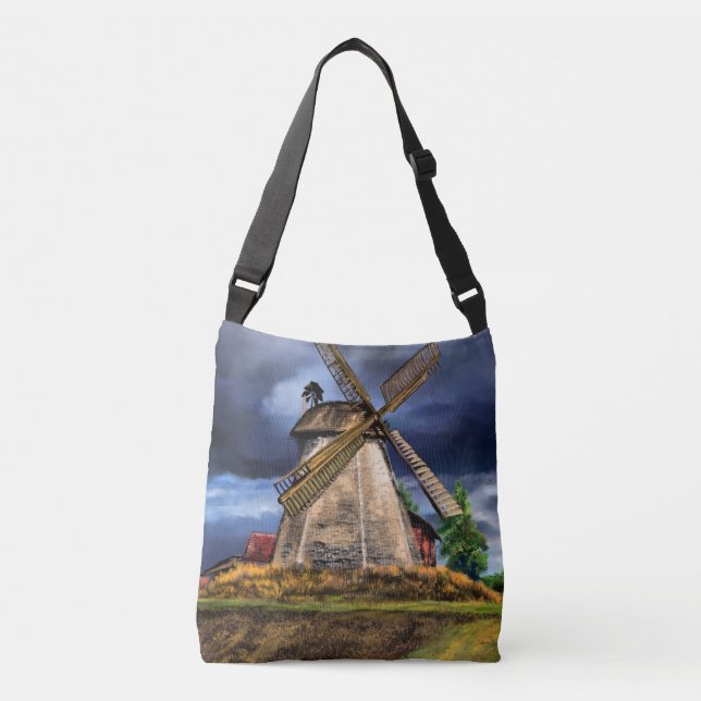 Bolsa Ajustável Paisagem de Windmill, Países Baixos, Crossbody Bag (Frente)