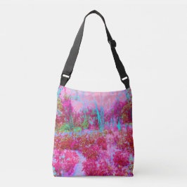 Bolsa Ajustável Paisagem Impressionista de Jardim Vermelho e Rosa