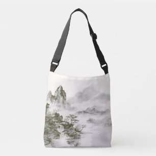 Bolsa Ajustável Paisagem Minimalista de Montanha Zen com Tinta Neb