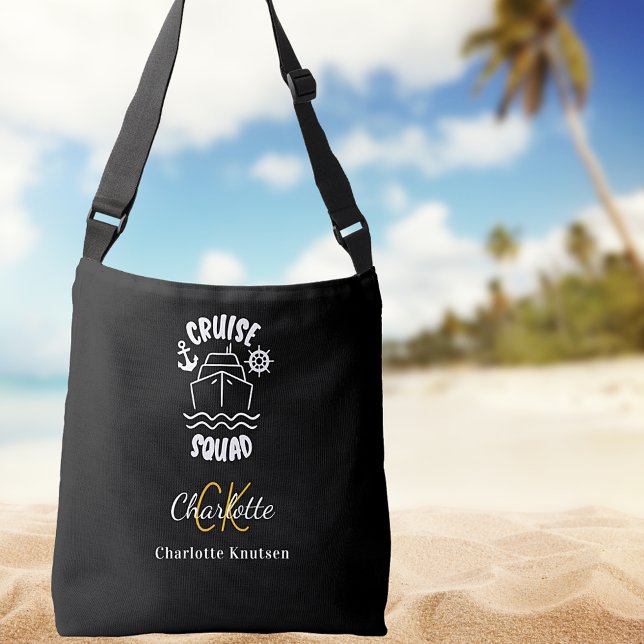 Bolsa Ajustável Paleta de cruzeiro, preta, branco, monograma, inic (Criador carregado)