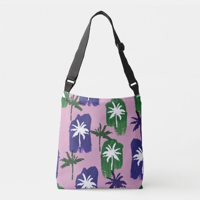 Bolsa Ajustável Palma Pintada, Marinho Verde Azul. (Frente)