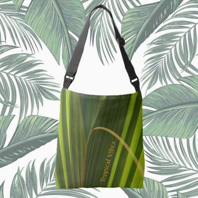 Bolsa Ajustável Palma Tropical Fronteira Verde Frisada Personaliza (Criador carregado)