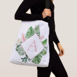 Bolsa Ajustável Palmas Tropicais Monograma Blush Pink Casamento<br><div class="desc">Local de Destino - Palmas Tropicais Praia Blush Botânico Rosa e Verde Watercolor Monograma Tote Sacos em fundo de canvas - inclui uma bela e elegante tipografia com folhas botânicas modernas e verde para o presente especial para um Casamento, Chá de panela (Noiva ou Bridesmaid), Chá de fraldas, Festa de...</div>
