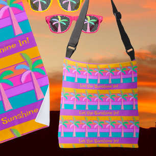 Bolsa Ajustável Palmas tropicais personalizadas por sunset retroat