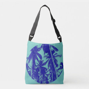 Bolsa Ajustável Palmeiras tropicais Design circular em azul