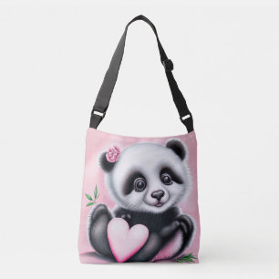 Bolsa Ajustável Panda bonita segurando coração