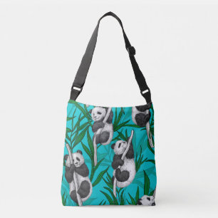Bolsa Ajustável Panda cubs on turquoise