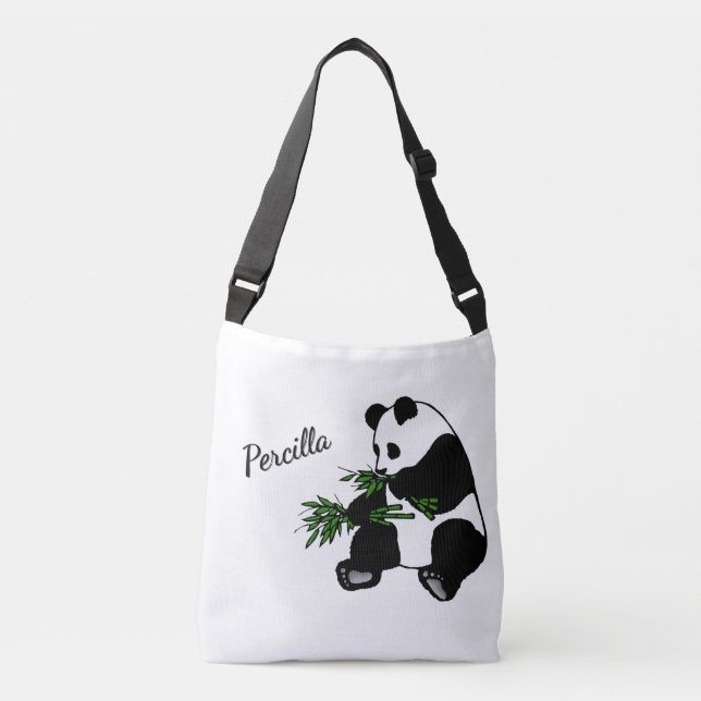 Bolsa Ajustável Panda Gigante Come Bambu Nome   (Frente)