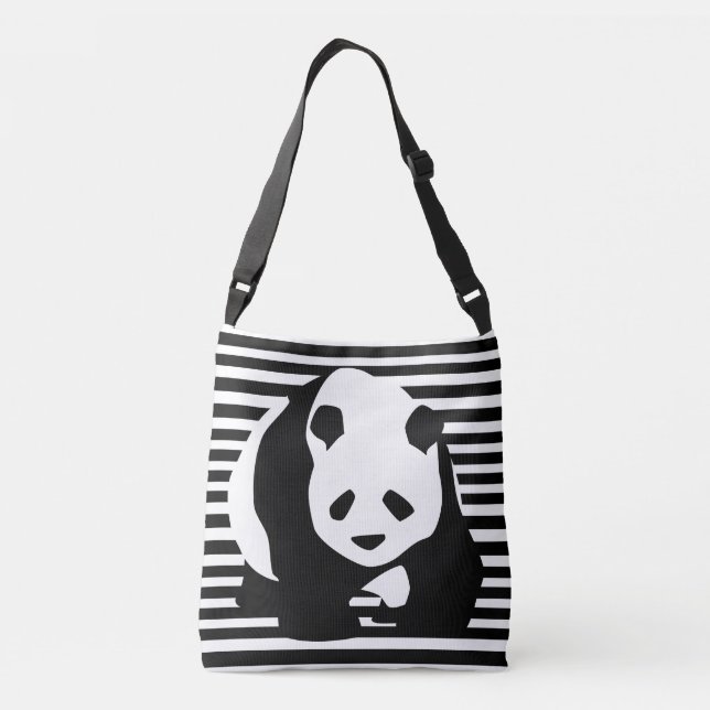 Bolsa Ajustável Panda Preto e Branco e Listras (Verso)