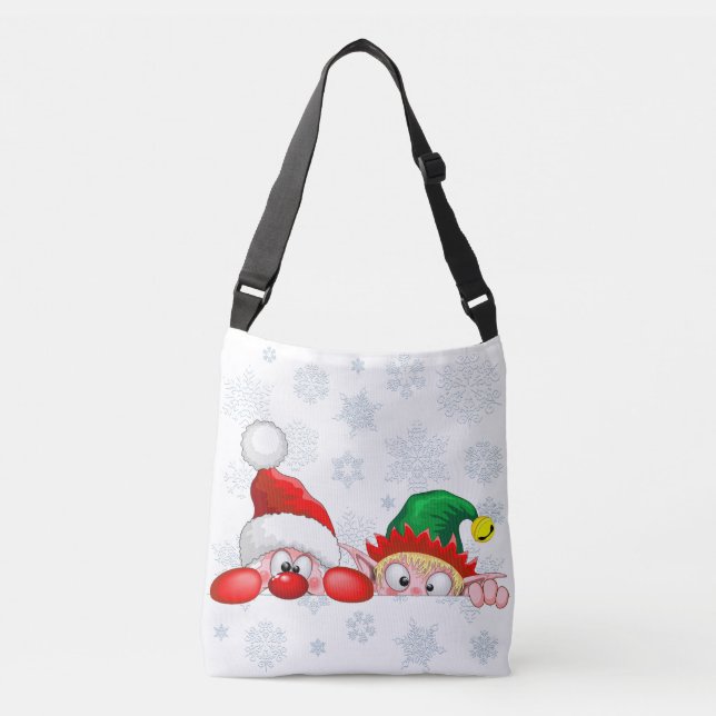 Bolsa Ajustável Papais noeis e Elf Cute e Caracteres Engraçados (Frente)