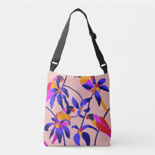 Bolsa Ajustável Papéis de Vintage Rosa: Ilustração Exótica Sem Vis