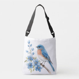 Bolsa Ajustável Pássaro azul com flores azuis