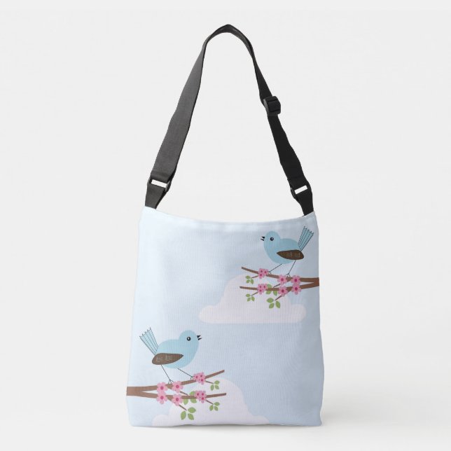Bolsa Ajustável Pássaro Azul na Árvore do Flor (Frente)