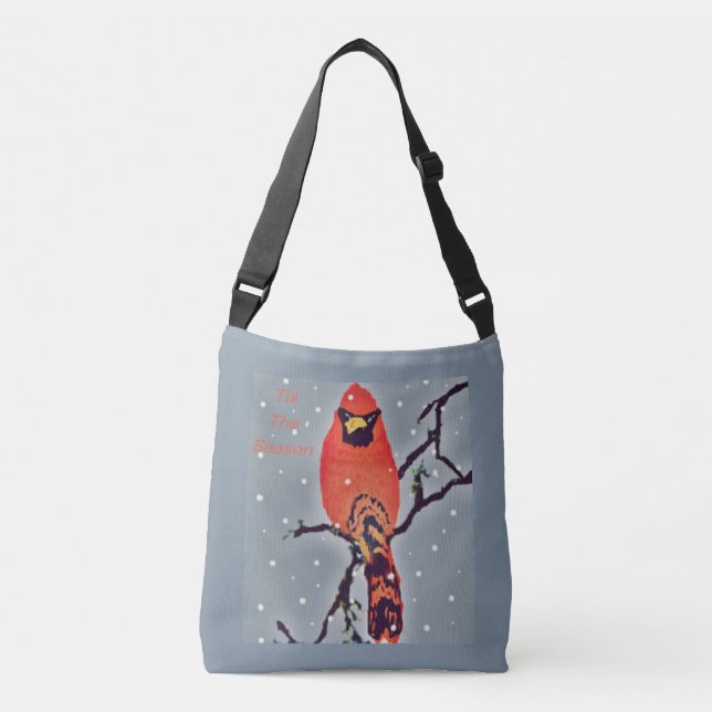 Bolsa Ajustável Pássaro Cardeal Em Neve (Frente)