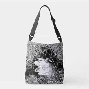Bolsa Ajustável Pato Mallard no Lago Negro e Pássaro Branco