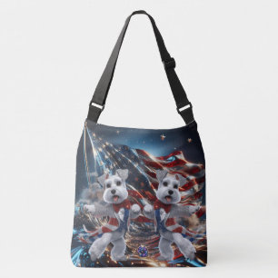 Bolsa Ajustável Patriotic Dancing White Miniature Schnauzers