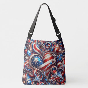 Bolsa Ajustável Patriótico americano espirra corações estrelas