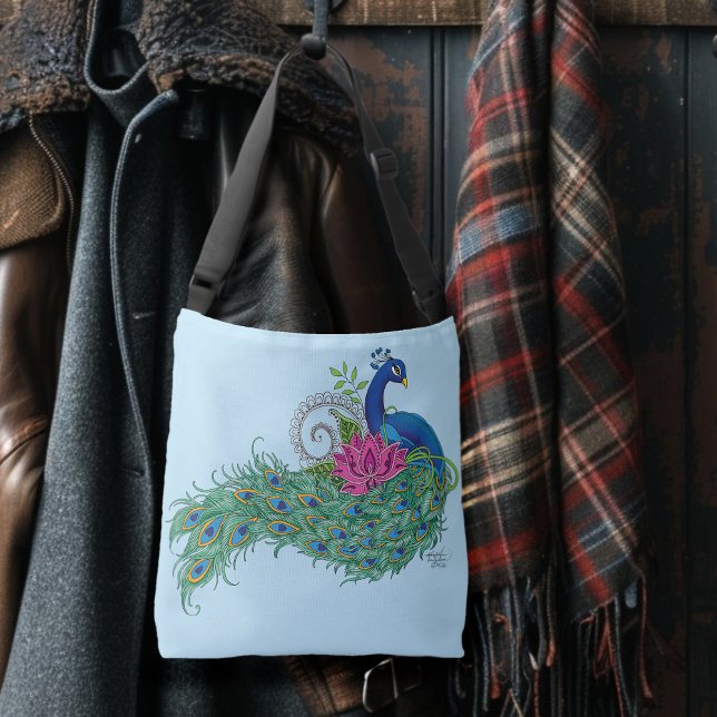 Bolsa Ajustável Peacock Blue Lotus Flower Henna (Criador carregado)