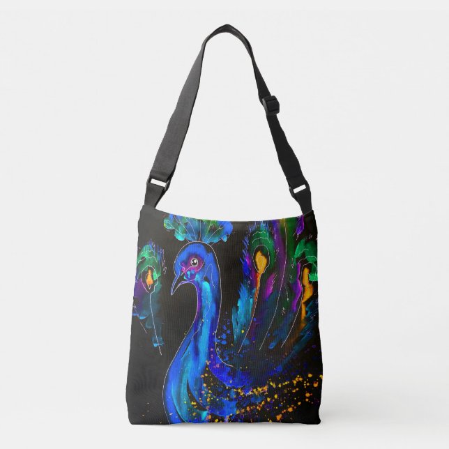 Bolsa Ajustável Peacock Whimsical Pintado (Frente)