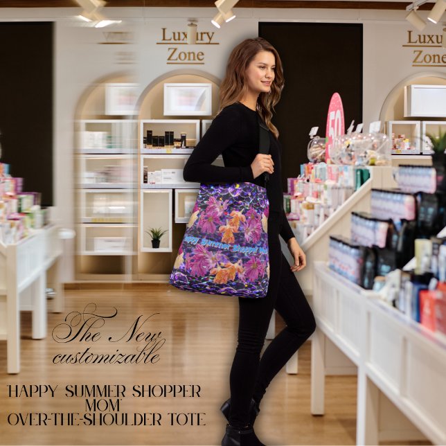 Bolsa Ajustável Pedra De Flor Selvagem "A Feliz Mãe De Verão" (Customize your summer tote.
Exotic wildflowers on beautiful pebbles. Keep our quote or personalize.)