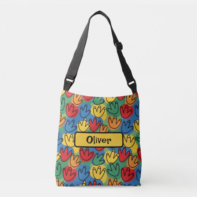 Bolsa Ajustável Pegadas Coloridas de Dinossauro (Frente)