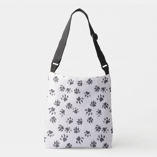 Bolsa Ajustável Pegadas De Pata: Cachorro Monocromo Sem Costura. (Frente)
