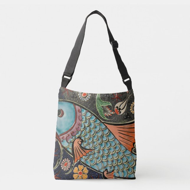 Bolsa Ajustável Peixes litorais de Koi do mosaico delicado do (Frente)