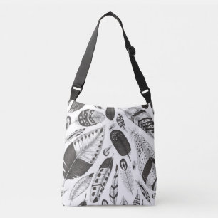 Bolsa Ajustável Penas brancas e pretas